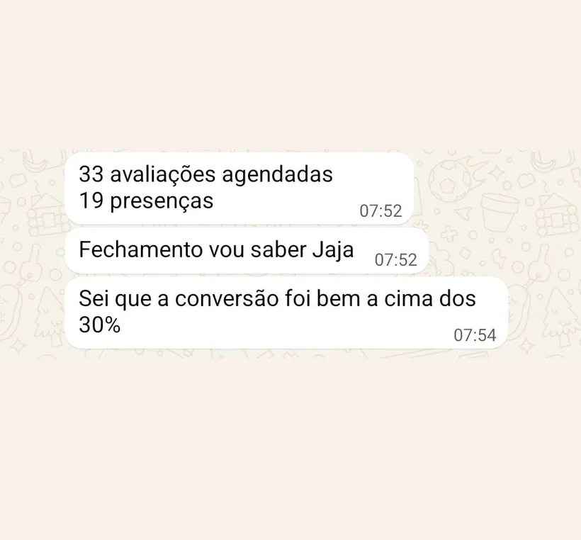 Resultado real compartilhado por participante